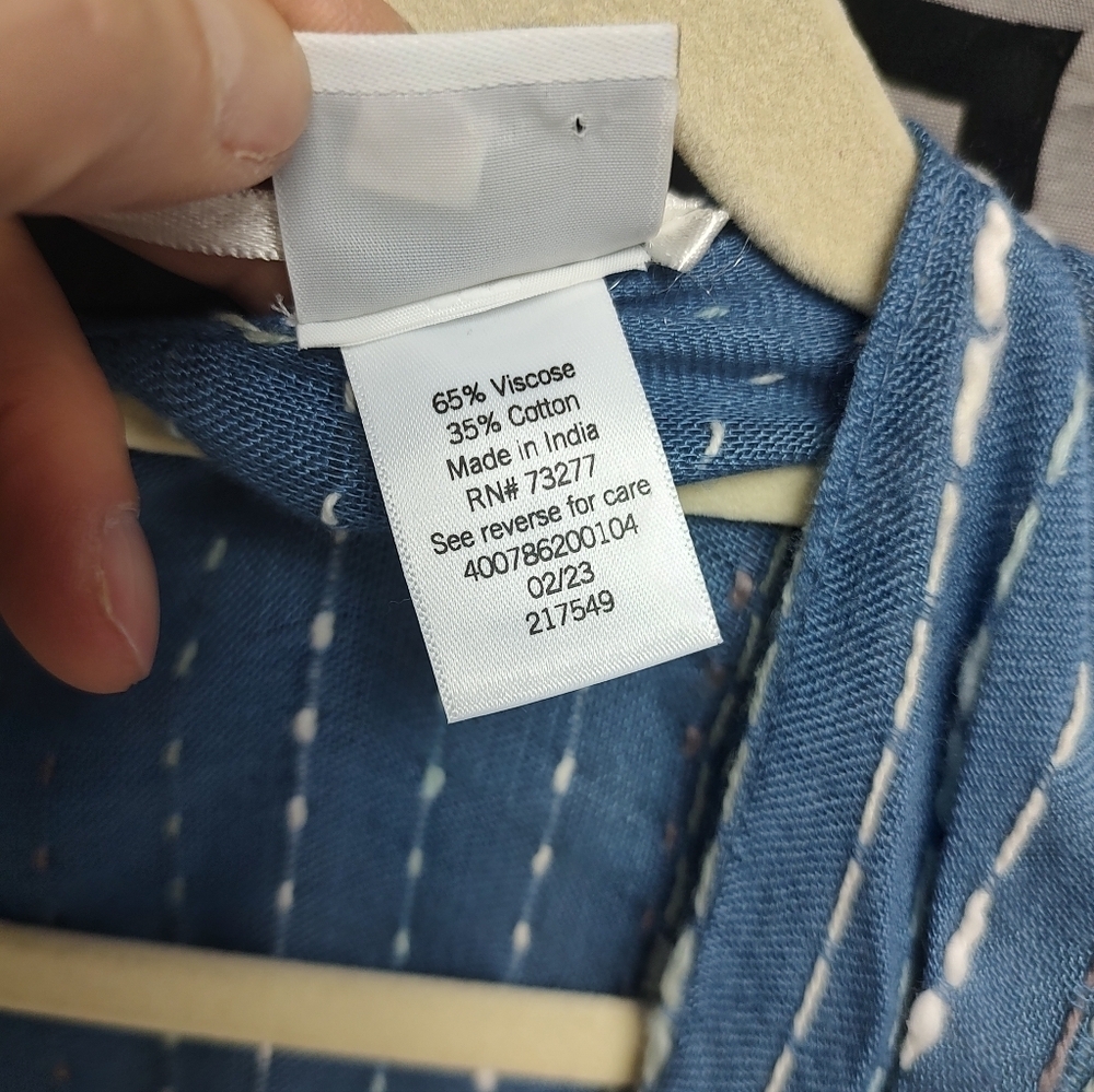 Sonoma Kimono Blue Striped Cardigan Slit Arms One Size - Picture 11 of 14